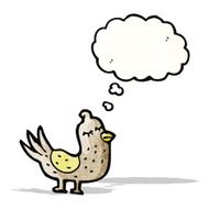 cartoon bird with thought bubble N296