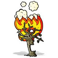 burning spooky tree cartoon