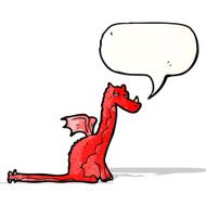 cartoon red dragon with speech bubble