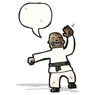 cartoon man performing a karate chop N2