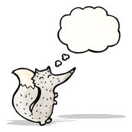 cartoon little wolf with thought bubble N37