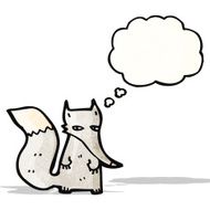 cartoon little wolf with thought bubble N38