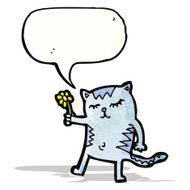 cartoon cat with flower
