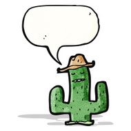 cartoon cactus with speech bubble