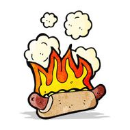 cartoon flaming hotdog