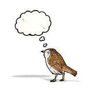 cartoon bird with thought bubble N302