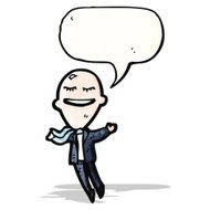cartoon floating big head businessman