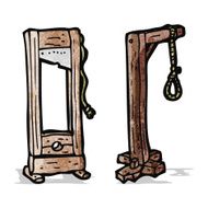cartoon guillotine and gaols