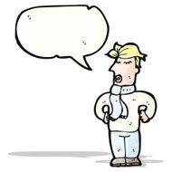 cartoon man with speech bubble N22