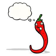 cartoon chili pepper with thought bubble