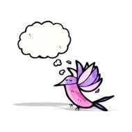 cartoon hummingbird with thought bubble N4