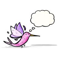 cartoon hummingbird with thought bubble N5