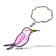 cartoon hummingbird with thought bubble N6