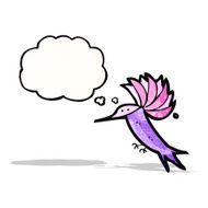 cartoon hummingbird with thought bubble N7