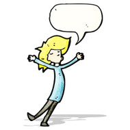 happy blond woman with speech bubble
