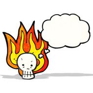 flaming skull symbol cartoon