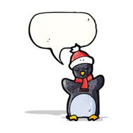 cartoon penguin with speech bubble N30