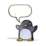 cartoon penguin with speech bubble N33