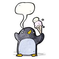 cartoon penguin with speech bubble N34