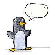 cartoon penguin with speech bubble N35