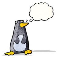 funny penguin with thought bubble
