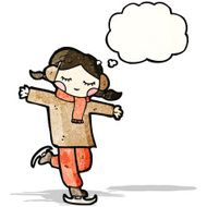 Ice Skating Cartoon Girl N6