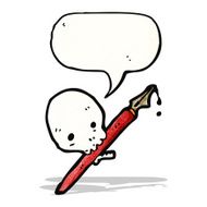 skull with art supplies cartoon N2