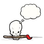 cartoon skull with paint brush N2