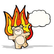 flaming teddy bear cartoon