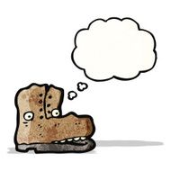 cartoon old boot with thought bubble