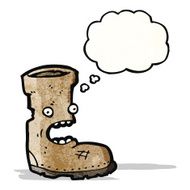 cartoon old boot with thought bubble N2