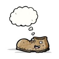 cartoon old boot with thought bubble N3