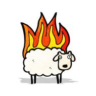 cartoon sheep on fire