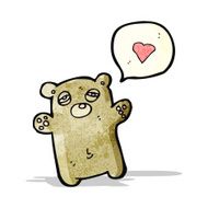 tired teddy bear with love heart