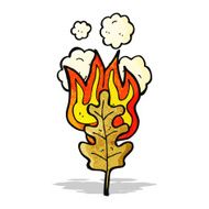 cartoon flaming leaf