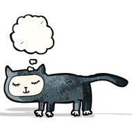 cartoon cat with thought bubble N82