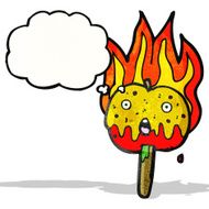 flaming hot toffee apple cartoon