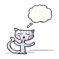 cartoon cat with thought bubble N85