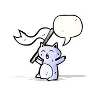 funny cartoon cat waving flag