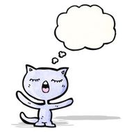 cartoon cat with thought bubble N86
