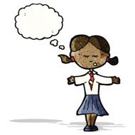 cartoon clever school girl