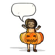 cartoon girl in pumpkin costume