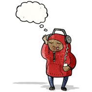 cartoon boy listening to music