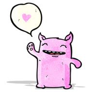 friendly pink monster cartoon