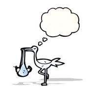 Cartoon Stork With Baby N11