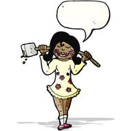 cartoon farmer girl with spade