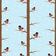 Winter bullfinch bird seamless pattern N2