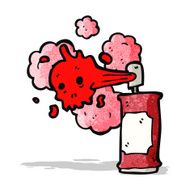 cartoon graffiti skull spray can N11