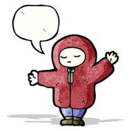 cartoon boy in rain coat