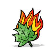 cartoon burning leaf N12